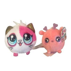 Squeezamals Lot Of 2 Slow Rise One Backpack Clip / 3” Cat Pink Valentine Devil